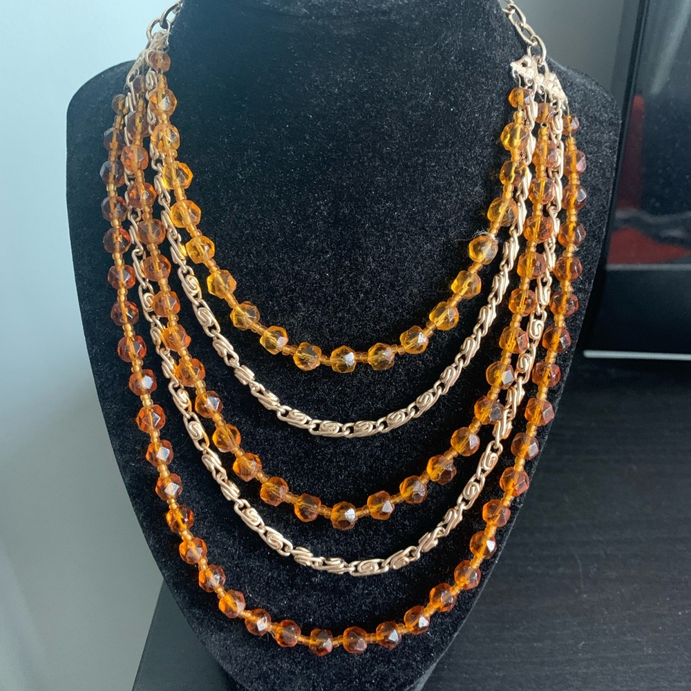 Vintage West Germany Glass 5 Strand Necklace